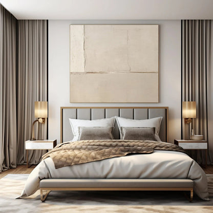 Cracked Beige Plaster - Textural Abstract Plaster & Paint On Canvas CT1304