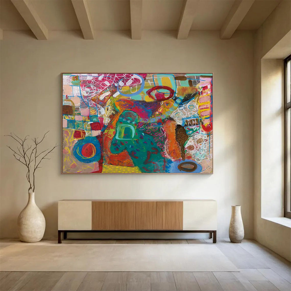 Colorful Abstract Forms - Abstract Expressionist Painting On Canvas DLZ244