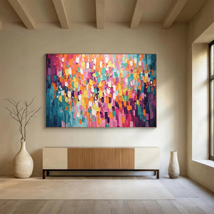“Color Block Mosaic - Bright Square Abstract Painting On Canvas” DKH868