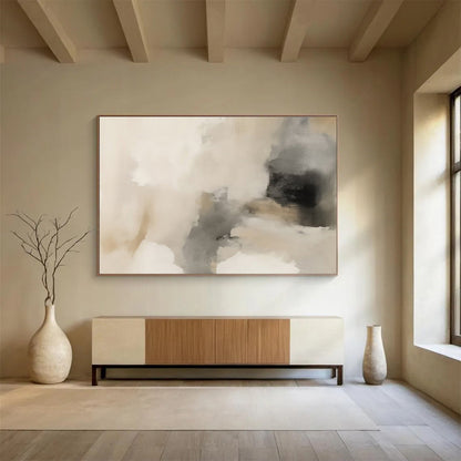Warm Neutrals Beige Gray Abstract Blends Painting On Canvas DKH239