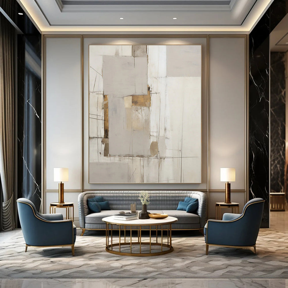 Neutral Tones with Gold Accents Abstract - Abstract Painting On Canvas DKH1316