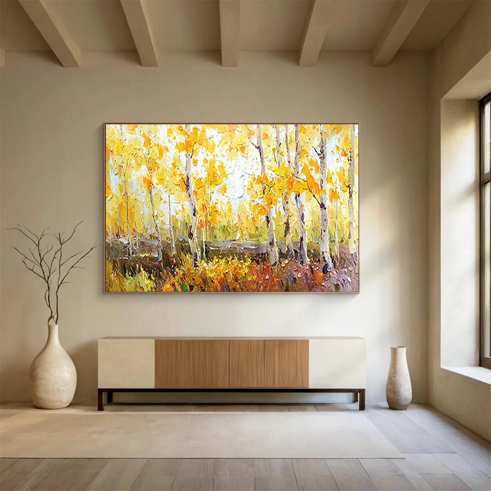 Golden Autumn Forest - Impressionist Landscape Painting On Canvas DLZ212