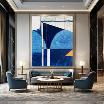 “Blue Geometric Abstract” - Abstract Painting CT2372