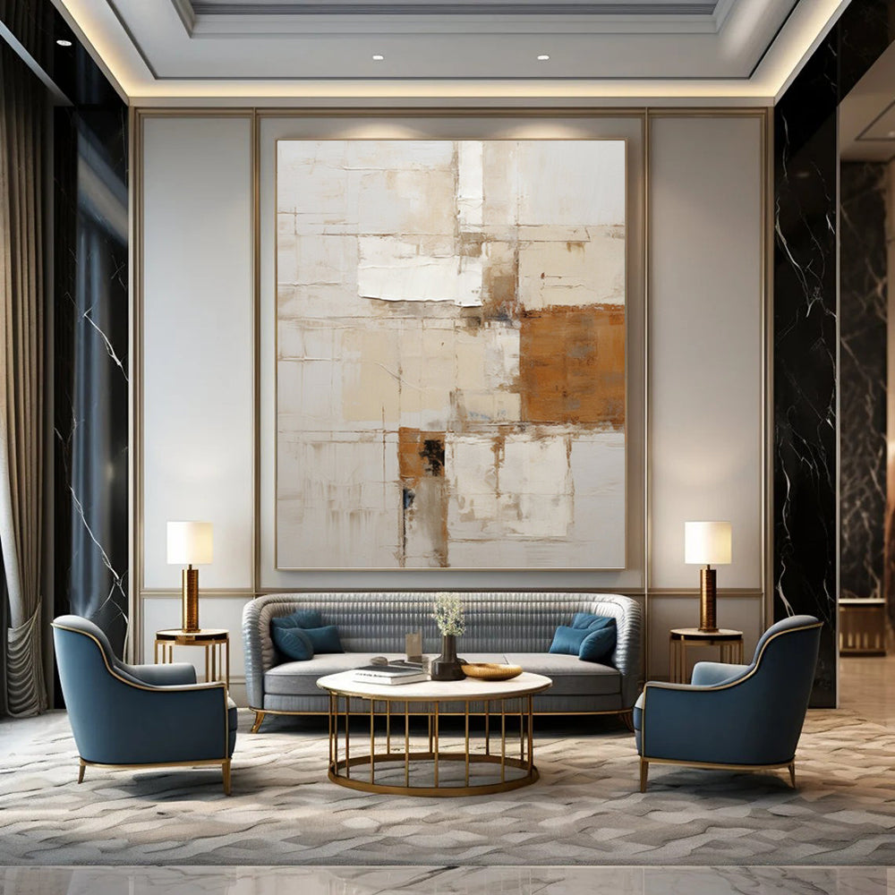 Earthy Neutrals Abstract Composition - Abstract Painting On Canvas DKH1317