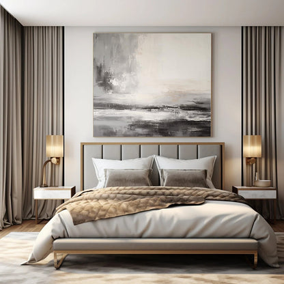 Grey - White - Black Flowing Landscape - Abstract Landscape Acrylic Painting CT1377