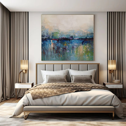 “Colorful Blurred Cityscape Reflection” – Abstract Cityscape Painting CT1120