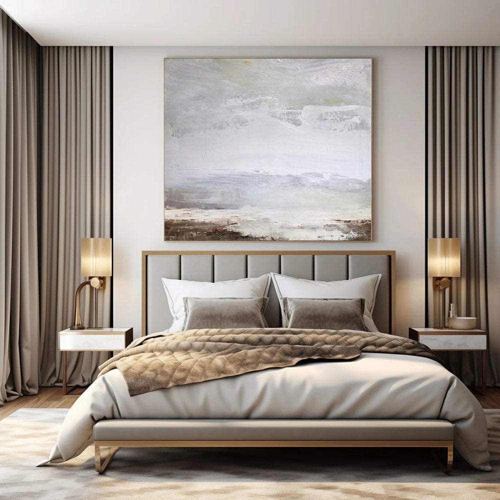 “Soft Gray Abstract Horizon” – Abstract Landscape Painting CT1149