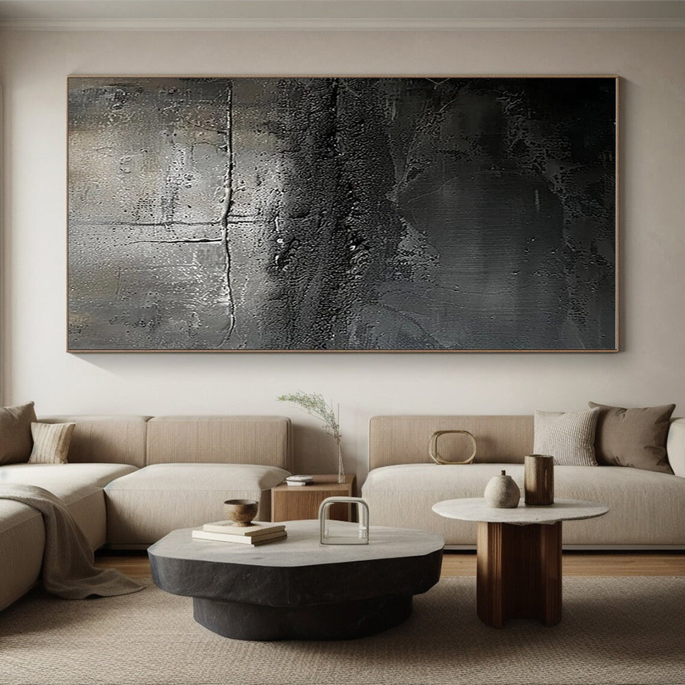 “Black Textured Abstract” ，Abstract Mixed - Media Painting CT0858