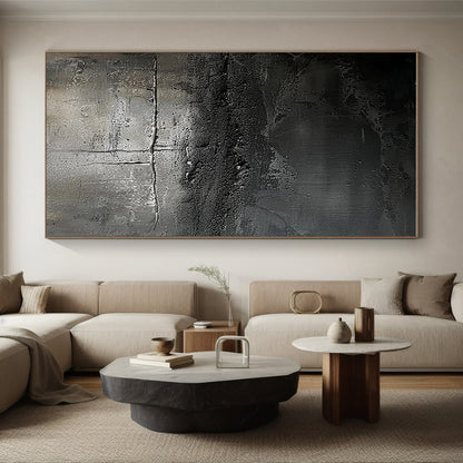 “Black Textured Abstract” ，Abstract Mixed - Media Painting CT0858