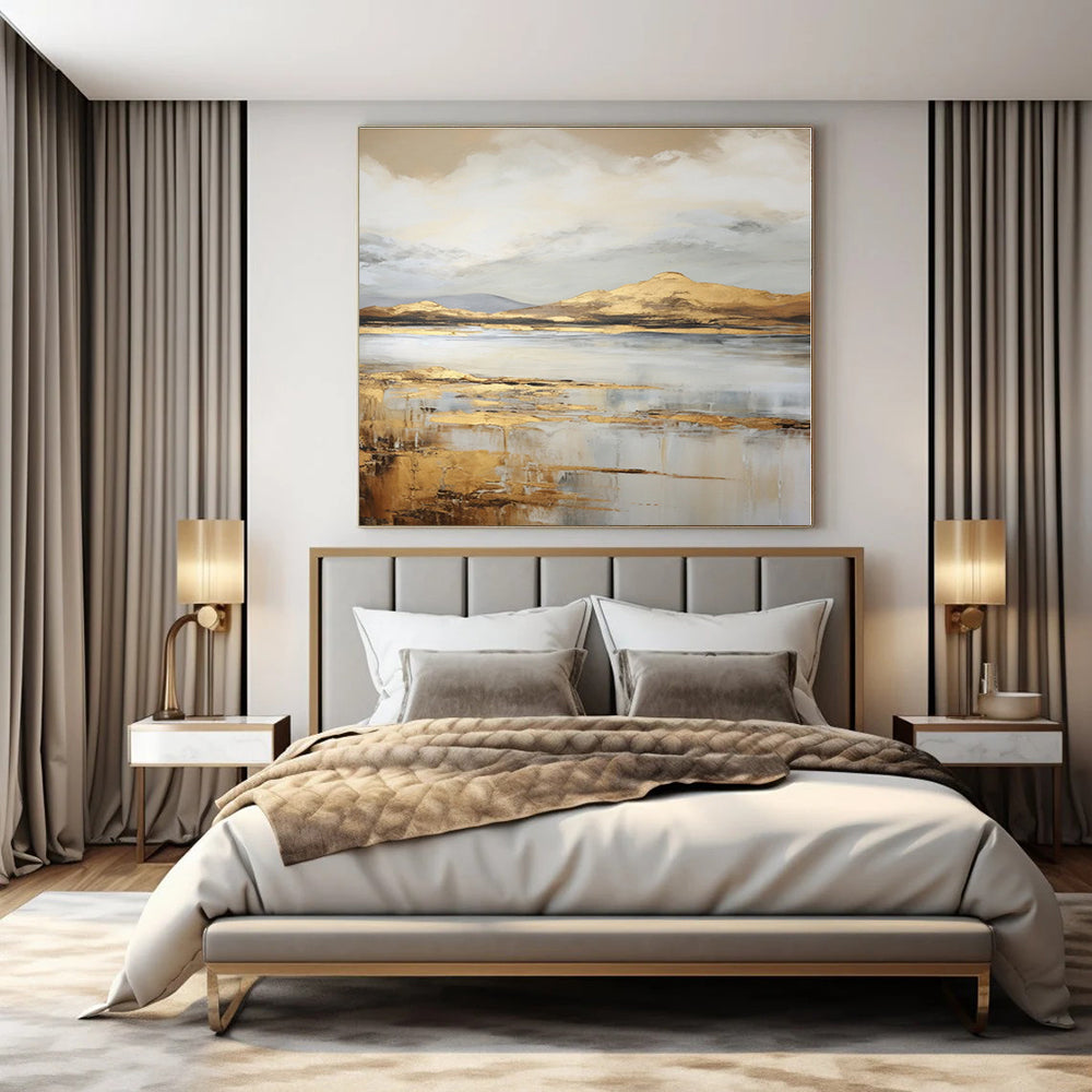 Golden Mountainscape - Abstract Landscape Oil CT1256