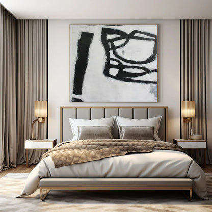Black - White Minimalist Forms - Minimalist Abstract Acrylic Painting CT1415