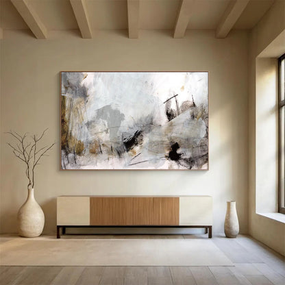 “Ethereal Gray and Brown Abstract” Mixed - media Abstract Painting On Canvas DLZ135