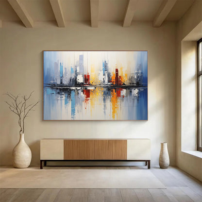 “Cityscape Reflection” Abstract Urban Landscape Painting On Canvas DLZ170