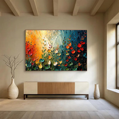 Colorful Floral Field Painting On Canvas DKH687