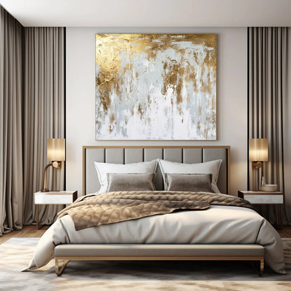 “Gold - Gray Dripping Elegance” – Textured Abstract Art CT1037