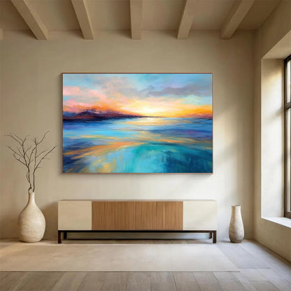 “Vibrant Sunset Over The Sea” Seascape Painting On Canvas DLZ069