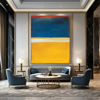 “Red - Blue - Gold Color Blocks” - Modernist Color Field Art CT1945