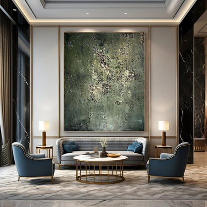 “Mossy Green Textures” - Green & Brown Abstract Textured Painting On Canvas DKH1195