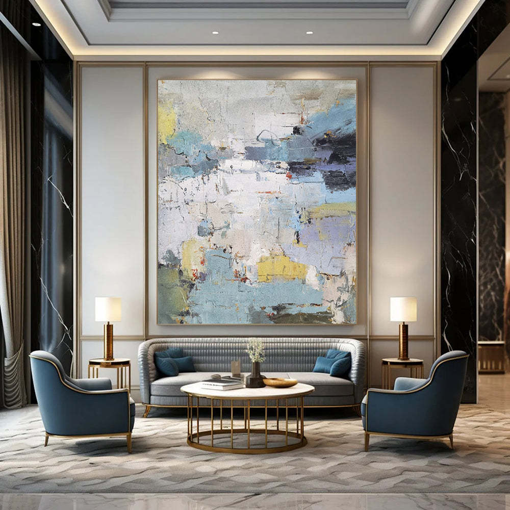 “Colorful, Abstract Cityscape ‘Urban Mosaic’” - Impasto Abstract Painting On Canvas DTP352