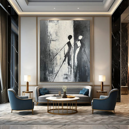 “Silhouettes in Black and White” - Minimalist Figurative Painting CT1996
