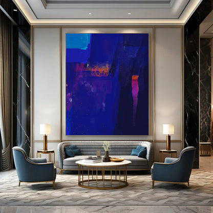 Deep Blue, Neon Accents - "Midnight Neon" - Abstract Acrylic Art CT1820
