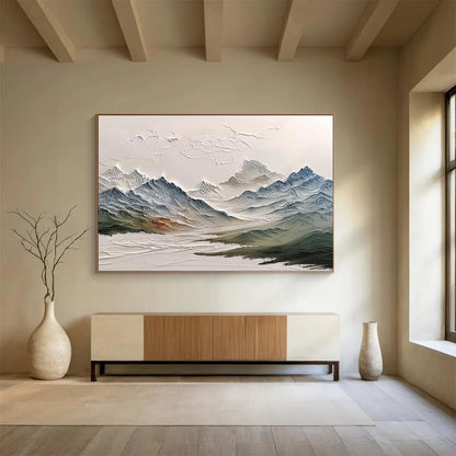 “Textured Mountain Range” Impasto Landscape Painting On Canvas DKH462
