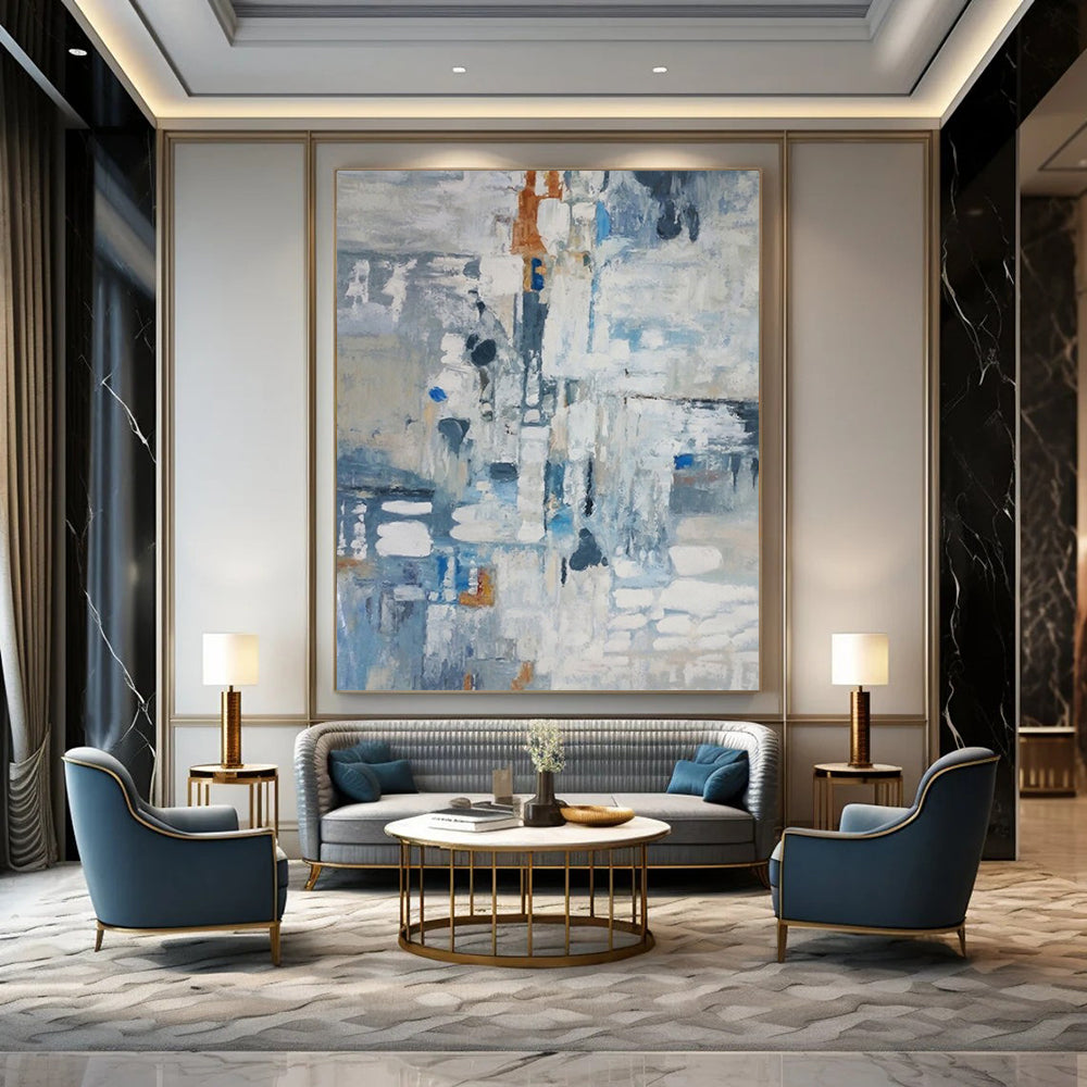“Blue Abstract Composition” - Expressionist Painting On Canvas DTP028