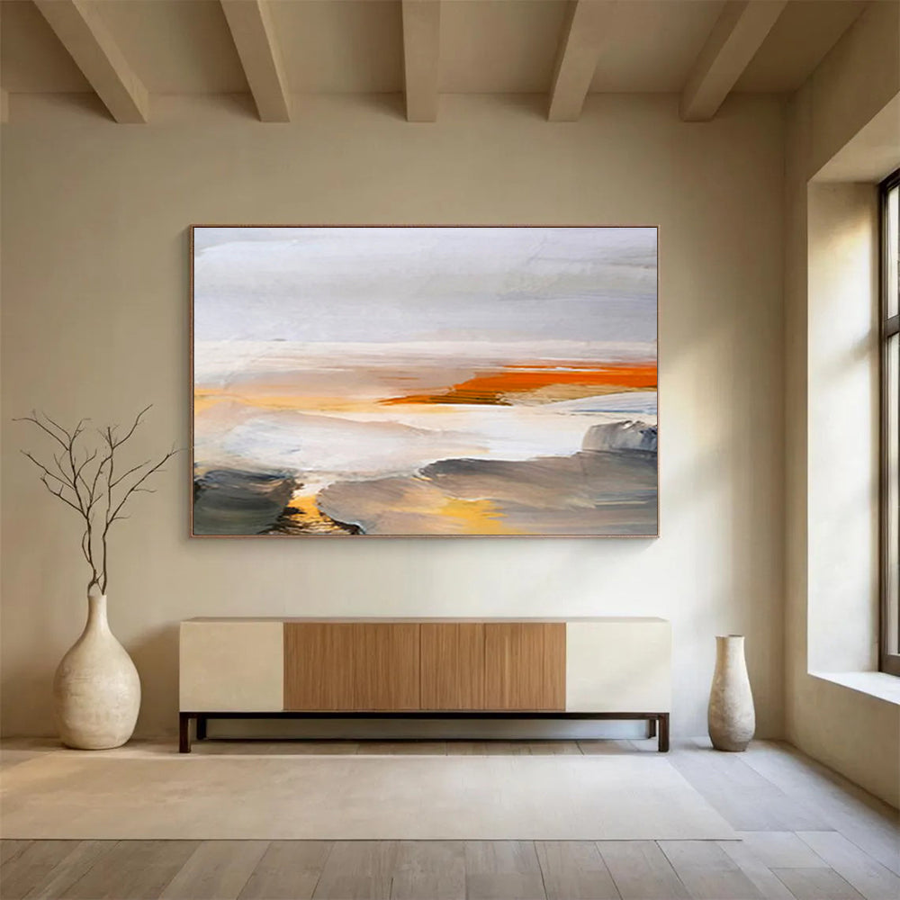 “Muted Tones: Abstract Horizon” Abstract Oil Painting On Canvas DKH382