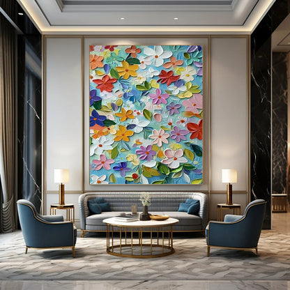 “3D Floral Burst” - Colorful 3D Flower Textured Painting On Canvas DKH1551