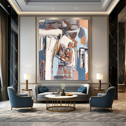 “Gray - Blue Abstract Forms” - Abstract Cubist - Style Painting On Canvas DTP041