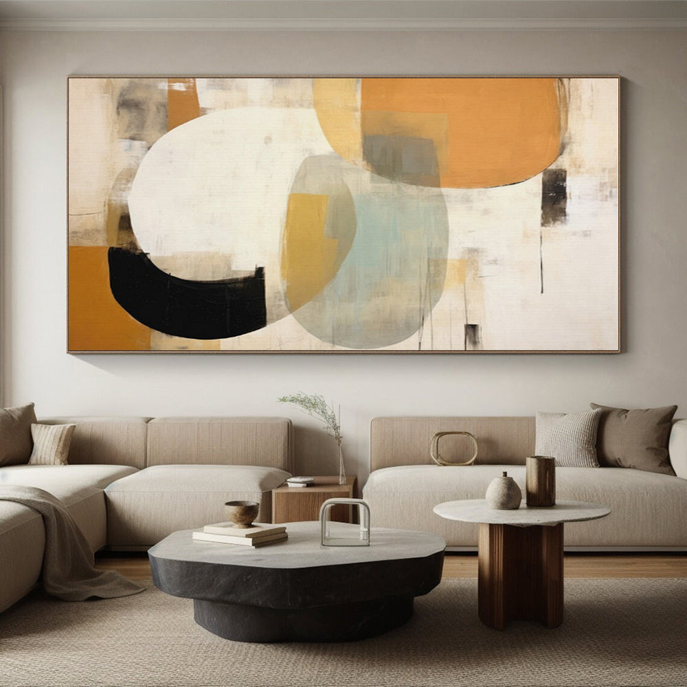 Earth - Toned Circular & Curved Shapes, “Desert Rhythms” - Abstract Geometric Acrylic Painting CT0752
