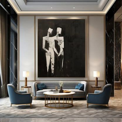 “Black and White Abstract Figures” - Cubist - Inspired Acrylic Art CT1934