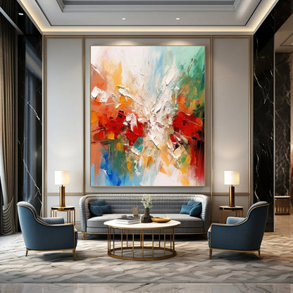 “Colorful Abstract Burst” - Impressionist Abstract Painting On Canvas DTP079