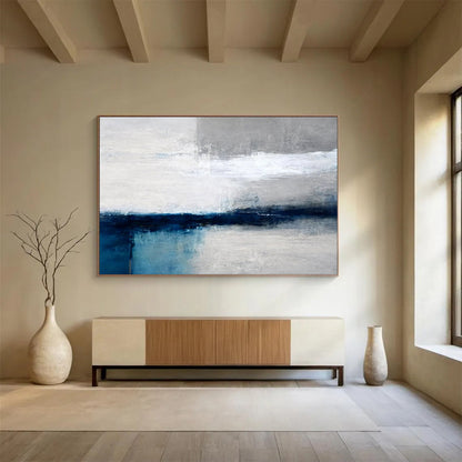“Gray - White - Blue Minimalist Abstraction” Abstract Painting On Canvas DLZ053