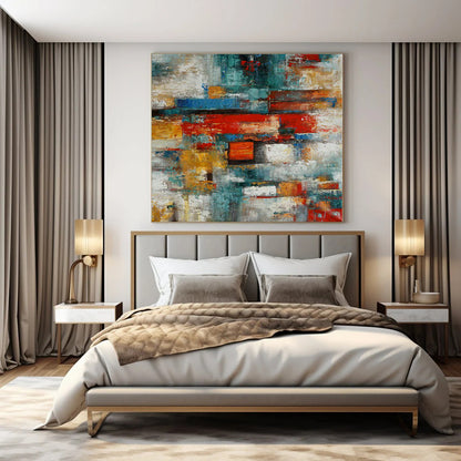 Colorful Geometric Abstract - Cubist - inspired Acrylic Painting CT1395