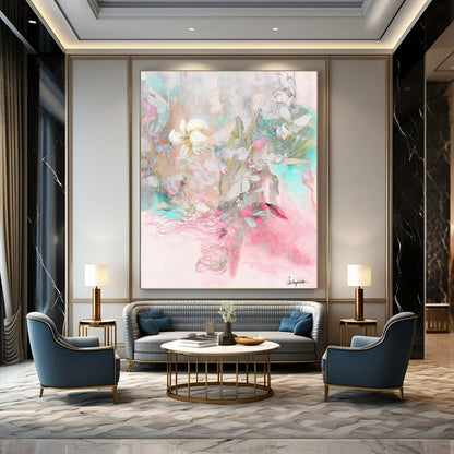 “Soft - Colored Floral Bouquet” - Dreamy Watercolor Painting On Canvas DKH1084