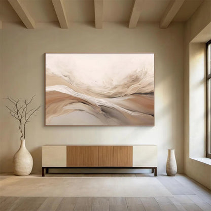 Neutral - Toned Fluid Abstract “Soft Flow of Neutrals” Painting On Canvas DKH092