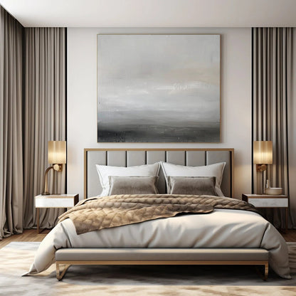 “Gray, White Minimalist Horizon” – Minimalist Abstract Art CT1013