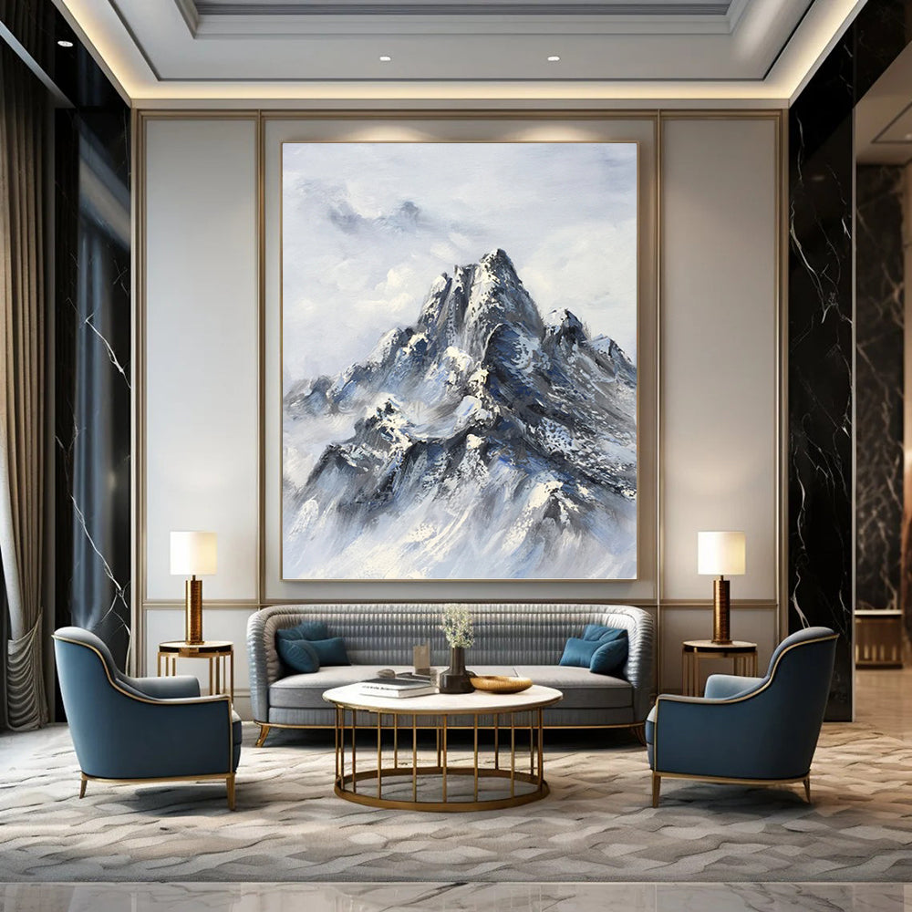 Snowy Mountain Majesty - Abstract Landscape Painting On Canvas DKH1259