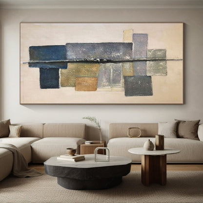 Subtle Color - Blocked Columns, “Quiet Stacks” - Minimalist Abstract Mixed - Media Painting CT0728