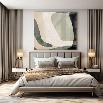 “Translucent Shapes and Delicate Lines” – Abstract Mixed - Media Painting CT1061