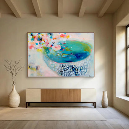 Colorful Floral Bowl - Vibrant Hues and Playful Patterns Painting On Canvas DKH062