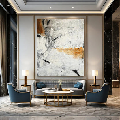 Monochromatic Abstract with Textures - Abstract Painting On Canvas DKH1457