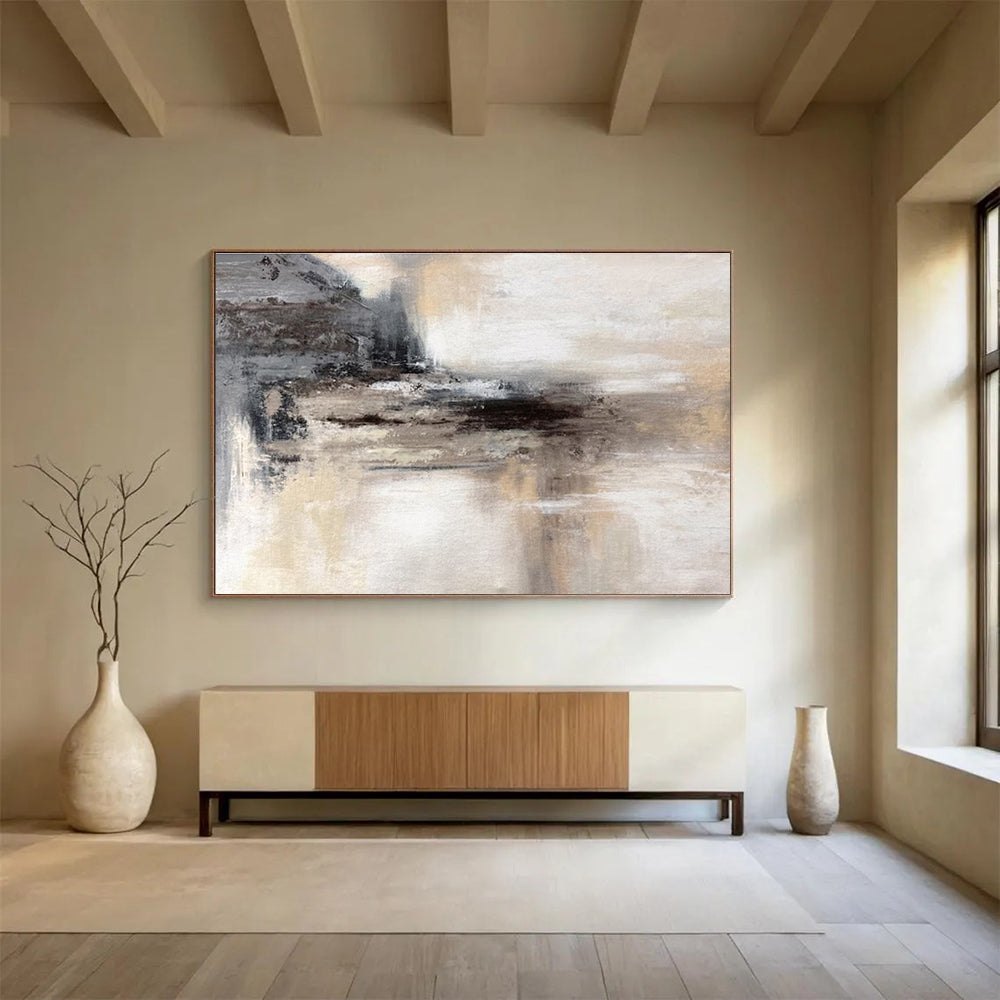 Neutral Tones Abstract Landscape Painting On Canvas DKH282