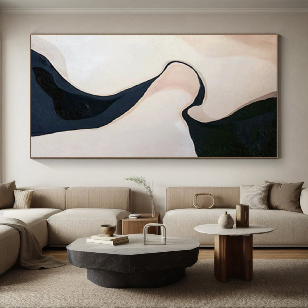 “Curved River in Neutral Tones”，Abstract Landscape Style CT0664