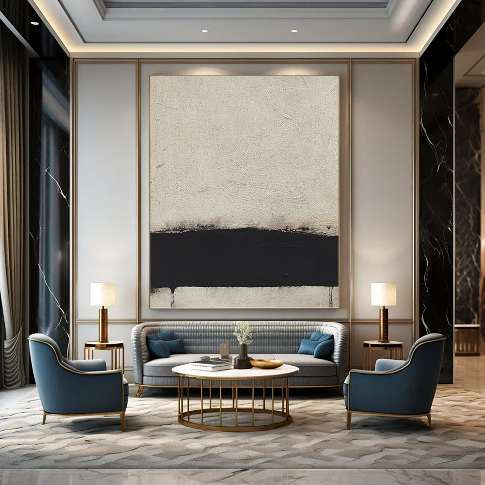 Minimalist Black and White Abstract - Abstract Painting On Canvas DKH1419