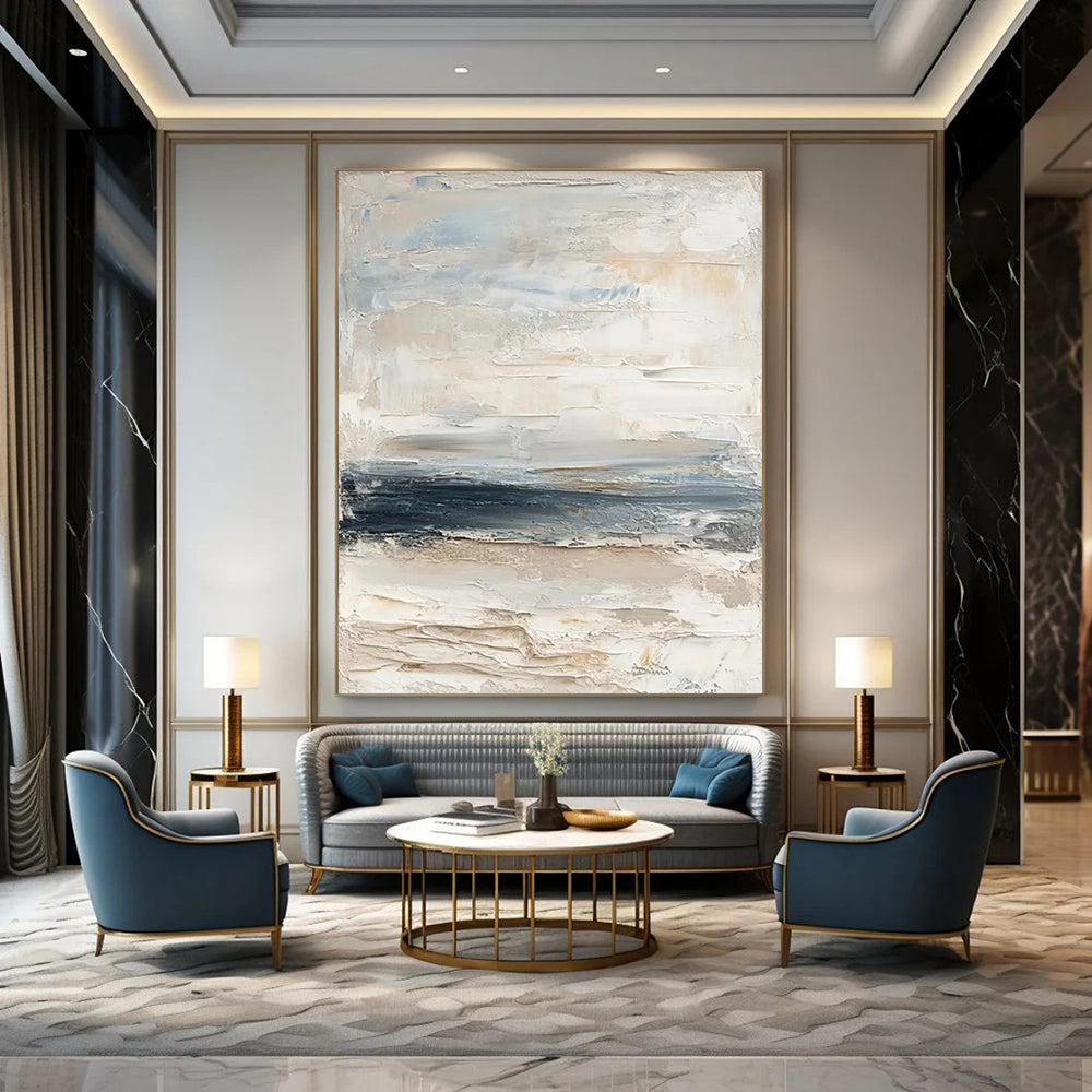 “Neutral Abstract Textures” - Beige, Gray, Blue Subtle Layers Painting On Canvas DTP298