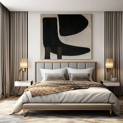“Black and White Geometric Forms” – Abstract Geometric Painting CT1073