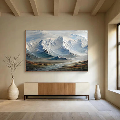 “Snowy Mountain Majesty” Surreal Landscape Painting On Canvas DKH470