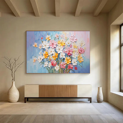 Pastel Flower Bouquet - Impasto Floral Painting On Canvas DLZ210